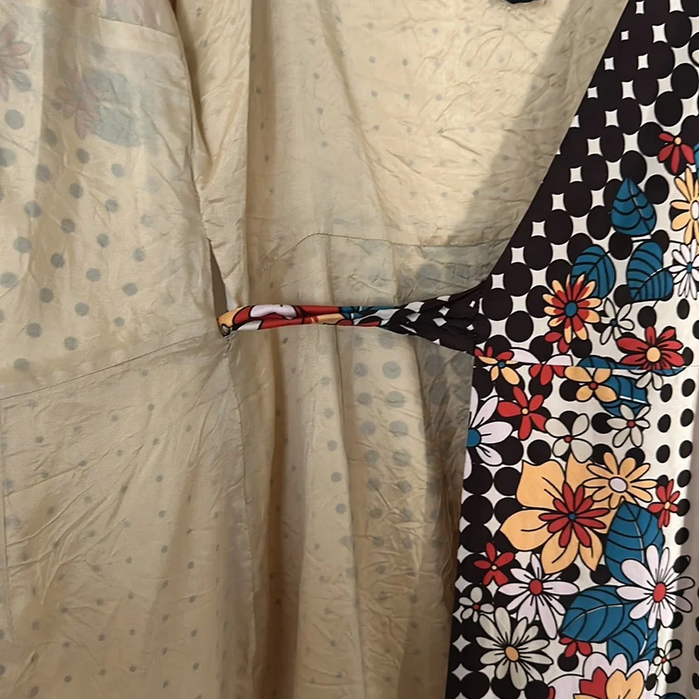 💐 Vintage Nicole Miller 100% Silk Floral Wrap Dress L Romantic 90s